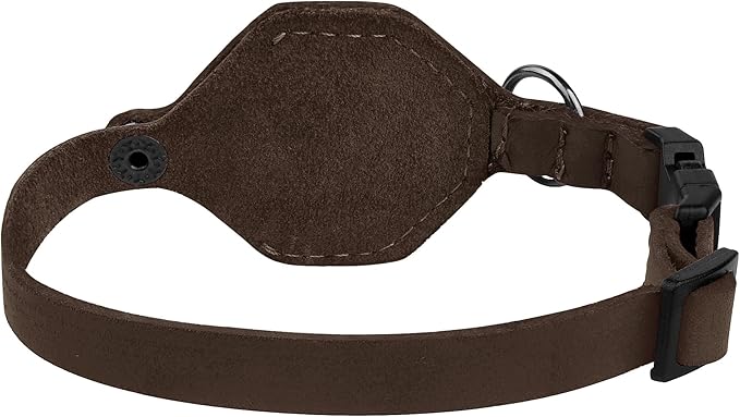 Breakaway Airtag Cat Collar with Removable Bell - Leather Pet Collar with Apple Air Tag Holder - Adjustable GPS Collars for Girl Boy Cats Kitten Puppy - Lightweight, Cute and Comfortable (Chocolate)