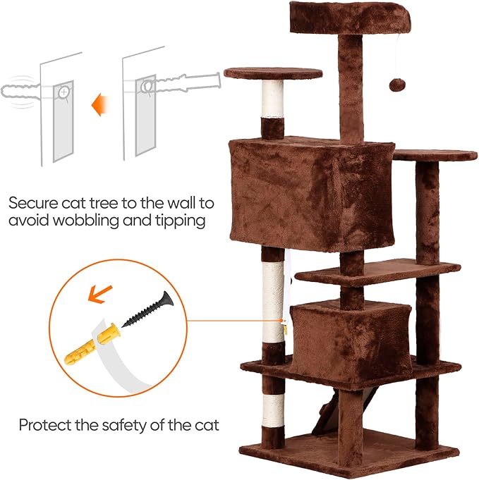 Nova Microdermabrasion 54 in Cat Tree Tower for Indoor Cats Multi-Level Cat Condo Cat Bed Furniture with Scratching Post Kittens Activity Center