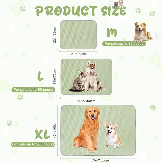 Summer Dog Cooling Mat Washable Ice Silk Self Cool Pad for Small Medium Large Dogs and Cats, Pet Sleeping Pad for Crate, Bed, Indoor & Outdoor Floor, Car Seats