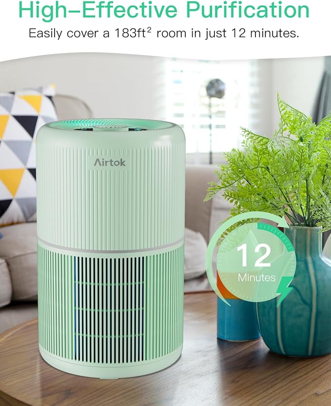 2 Pack Air Purifier for Home Bedroom with H13 True HEPA Filter for Smoke, Smokers, Dust, Odors, Pollen, Pet Dander | Quiet 99.9% Removal to 0.1 Microns | Green Available for California