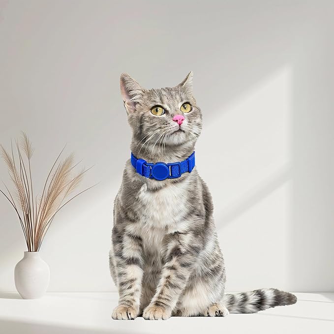 Breakaway Cat Collar with Bell, Safety Buckle Kitten Collar, Elastic Strech Quick Release, Adjustable Lightweight Collars for Girl Boy Cats, Pet Supplies, Accessories, Gifts Dark Blue