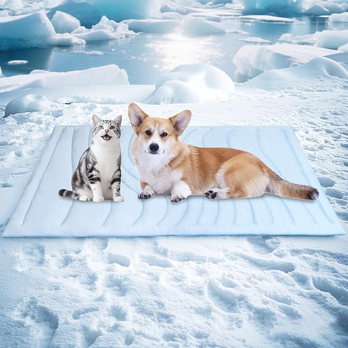 BECEMURU Dog Cooling Mat in Summer & Plush Warm Blanket in Winter, 2-Sided Reversible Dog Pad, 36"x23" Thickened Pet Bed for Crate, Kennel, Sofa - Machine Washable, Non-Gel, Durable