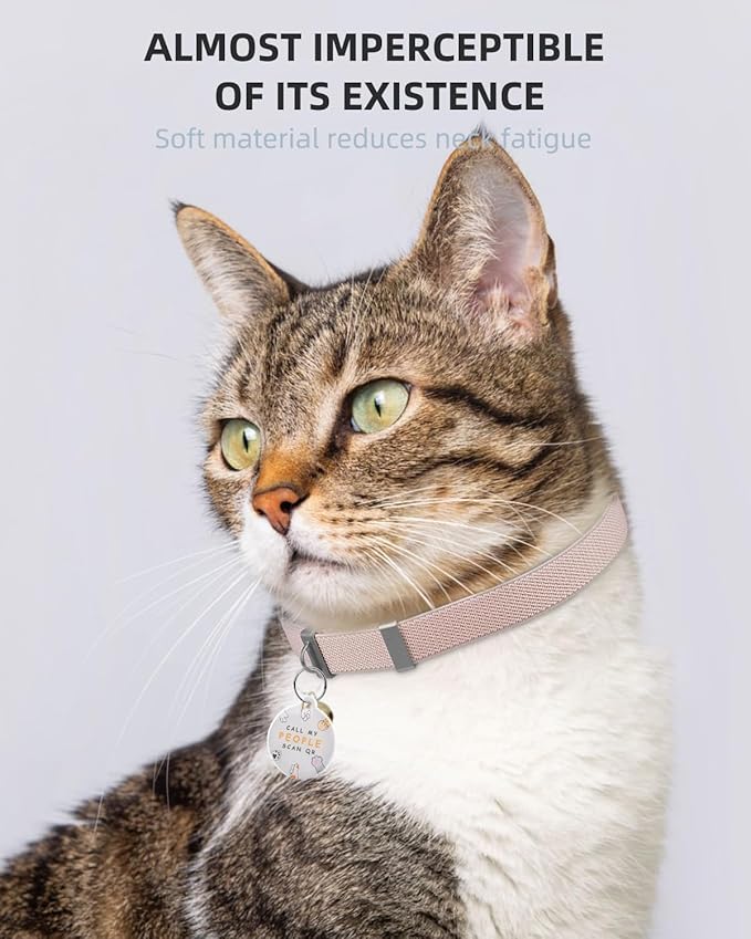 Cat Collar with Bell, Stretch Elastic Quick Release, Non Breakaway Lightweight Kitten Collar for Girl Boy Cats, Pet Supplies,Gifts,Accessories, Khaki