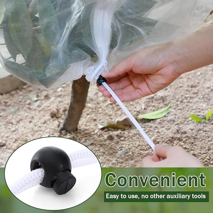 6 Pcs Garden Bird Netting Plant Cover for Square Tomato Cage 59" x 17.7'' Insect Bird Barrier Tomato Cage Net with Zipper & Drawstring, Plant Trellis Netting Protection Cover