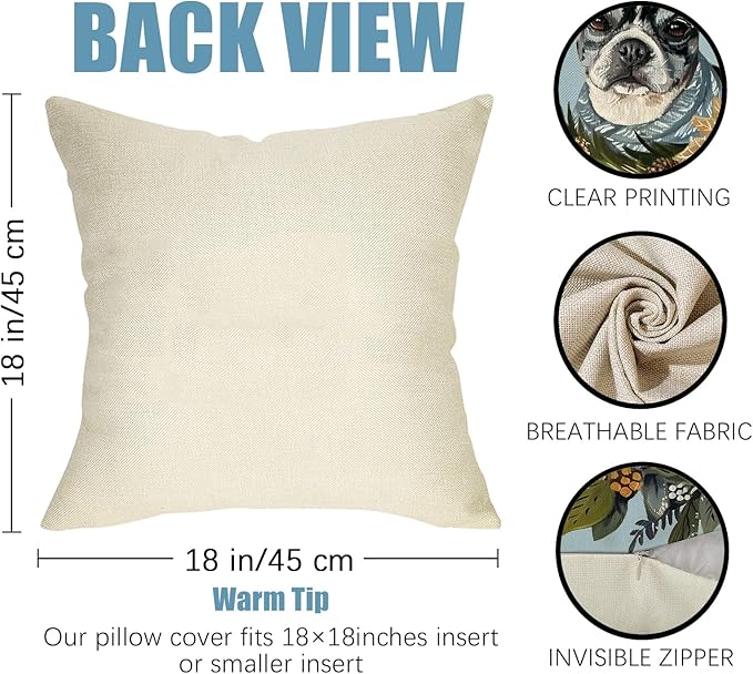 Fahrendom Winter Dogs Decorative Throw Pillow Covers 18 x 18 Set of 4, Boston Terrier Labrador Goldendoodle Porch Outdoor Pillowcase Pet Owner Lover Gifts, Christmas Sofa Couch Cushion Case Home Decor