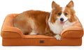 EHEYCIGA Orthopedic Dog Beds for Large Dogs, Waterproof Memory Foam Large Pet Bed with Sides, Non-Slip Bottom and Egg-Crate Foam Dog Couch Bed with Washable Removable Cover,Pumpkin Orange