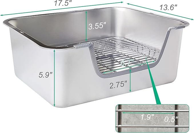 Stainless Steel Sifting Litter Box for Rabbit (L)