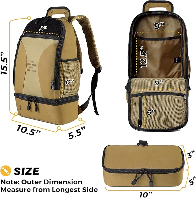 DBTAC Tactical Pet Backpack for Small Dogs & Cats - Compact Travel Bag with Insulated Pocket & 1x Detachable Food Container Included | Outdoor Hiking, Road Trip, Airplane Approved (Brown)