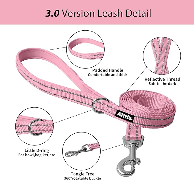AIITLE Easy Walk Dog Harness and Leash Set - Pet Supply No Pull, Step in Adjustable Pet Harnesses with Padded Vest for Summer, No Choke Over, Easy to Put on Medium Dogs Pink L