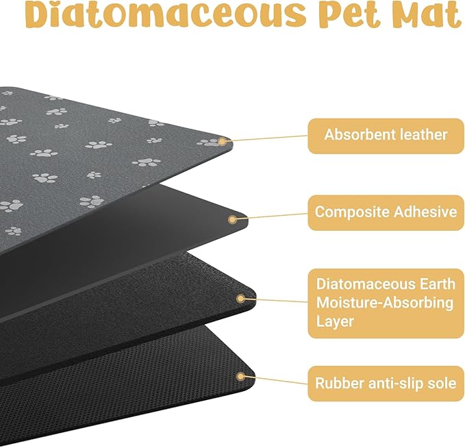 Dog Food Mat, Diatom Ooze Cat Water Mats Non Slip for Floors Waterproof and Water Absorption, Easy to Clean-Dog Paw (15.5" H*23.5" L)