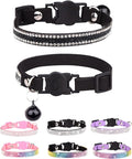 Cat Collars for Girl Cats with Rhinestone Soft Velvet,Breakaway Cat Collars with Bell,Adjustable Safe Kitten Collar (Black White)