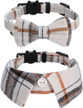Faleela 2 Pack/Set Cat Collar with Cute Bow Tie and Bell,Breakaway Plaid Shirt Collar for Kitty Adjustable Safety