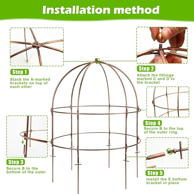 NNG 26 Inch Bird Cage Plant Support, Metal Grow Through Flower Trellis Cage with Dome Top, Garden Plant Support for Peonies Hydrangeas Tomatoes and Climbing Vines
