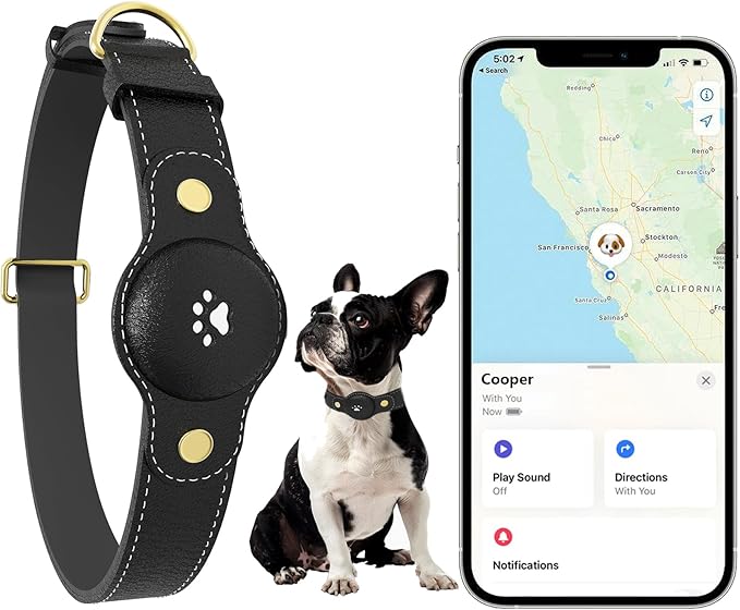 GPS Tracker for Dogs – Smart Dog Collar & Pet Tracker with Real-Time Location, No Monthly Fee, Unlimited Range (iOS Only) – Fits Small to Large Dogs(Locator Included) (Black)