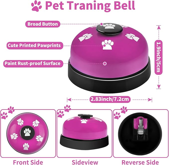 2 Pack Dog Doorbells, Pet Training Bells for Go Outside Potty Training and Communication Device Large Loud Dog Bell Cat Puppy Interactive Toys Adjustable Strap Door Bell (Purple)