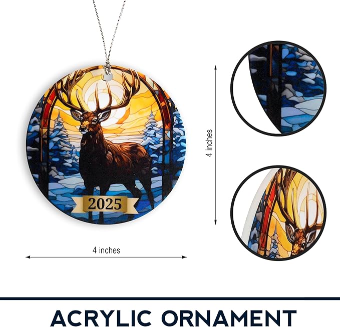 Reindeer Ornament, Christmas Ornaments 2025, Hunting Ornaments for Christmas Tree, Majestic Deer Winter Scene Decoration, Rustic Wildlife Holiday Keepsake Gift for Hunters and Nature Lovers