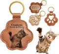Personalized Pet Memorial Gifts for Dogs, Custom Name Paw Shaped Leather Keychain, Dog Fur Keepsake for Bag or Key