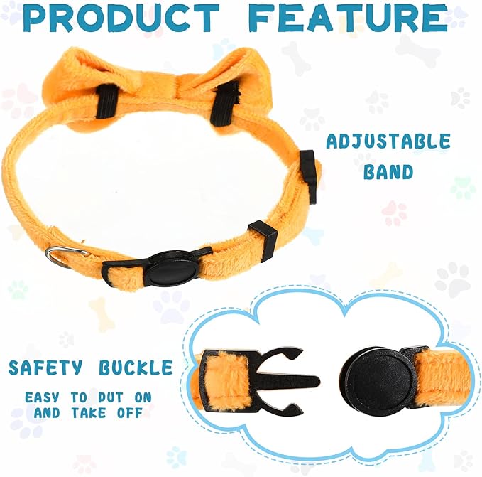 Yahenda 10 Pieces Cat Bowtie Collars with Bell Solid Colors Kitten Bow Breakaway Cat Bowtie for Boys Girls Adjustable Pet Collar with Safety Buckle Kitten Puppy Pet Accessories