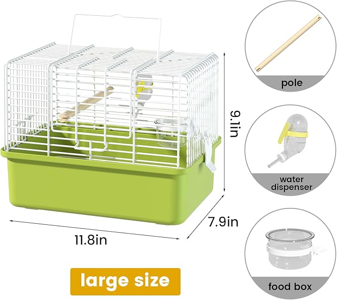 Small Bird cage,Travel Cage for Birds and Small Animals, Parakeet cage,Bird Carrier Travel cage,Bird Travel cage, jaulas para pájaros,Green,(Size:S,M,L) (L)