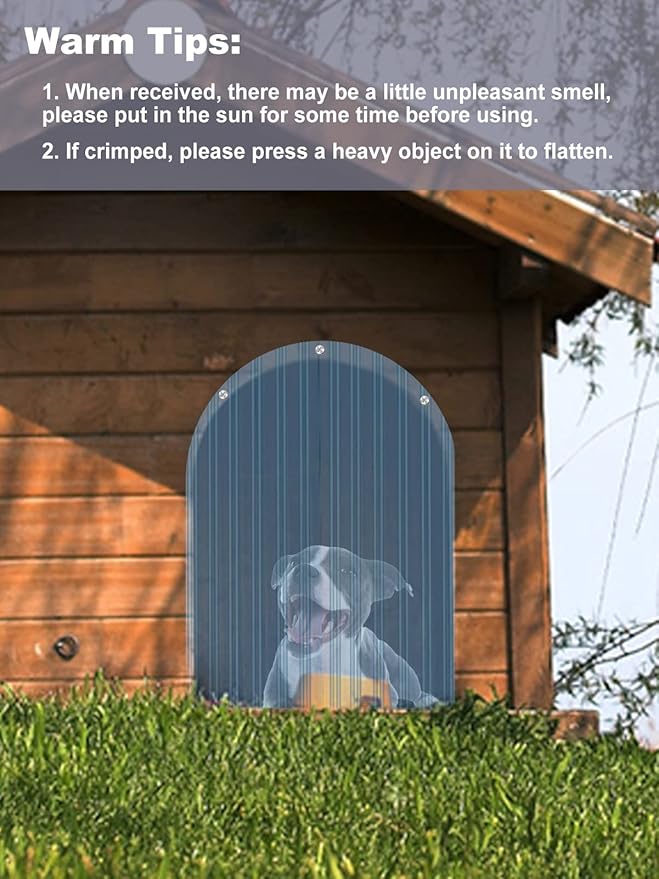 MEWTOGO 15.7 in x 4.9 ft Dog Door Replacement Flaps - Safe Plastic Vinyl Strip for DIY Doghouse Entry Door or Cat Door, Transparent Dog House Door Flap, Easy to Cut & Install