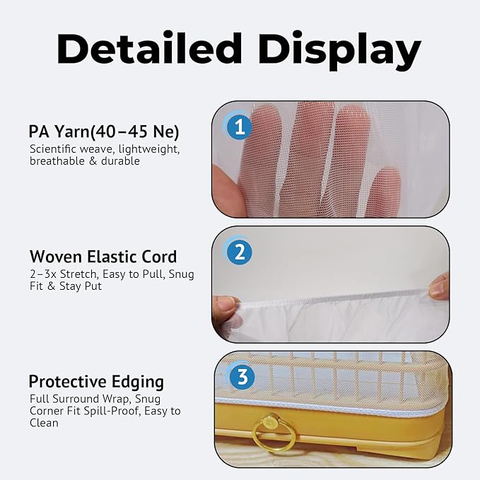 2 Pcs Bird Cage Seed Catcher, Adjustable Bird Cage Net Cover, Reusable Soft Nylon Cover for Parrot Enclosures (White)