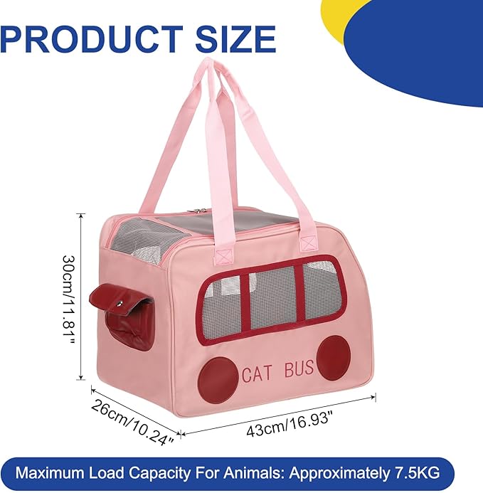 Pet Backpack Carrier, Portable and Ventilated, Oxford Cloth, Dogs Cats and Little Animals Travel Bag 16.93", (Pink, 1 Pcs), Intended for Hiking/Camping/Traveling