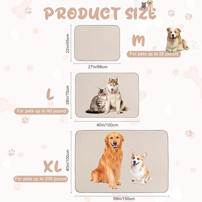 Summer Dog Cooling Mat Washable Ice Silk Self Cool Pad for Small Medium Large Dogs and Cats, Pet Sleeping Pad for Crate, Bed, Indoor & Outdoor Floor, Car Seats