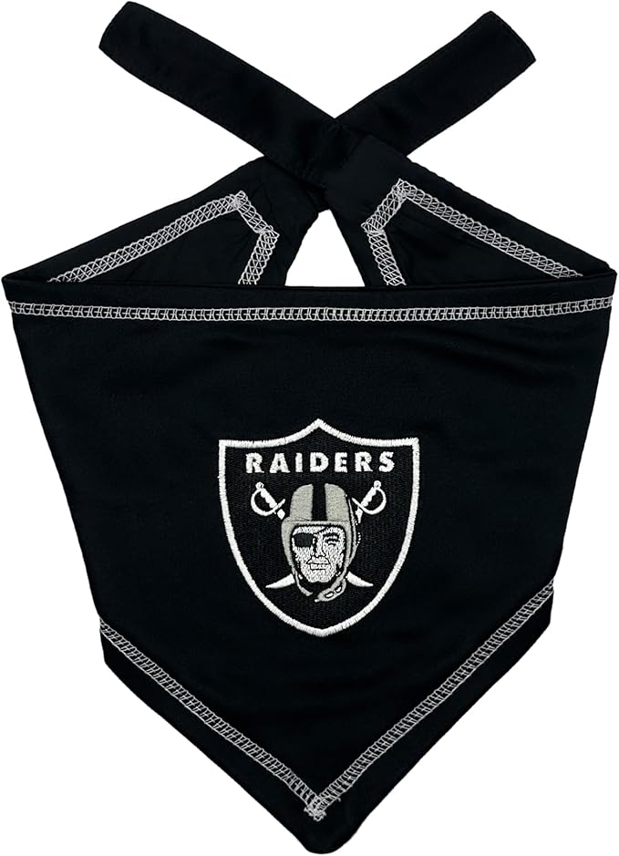 Pets First NFL Las Vegas Raiders TIE Bandana, Small/Medium. Dog Bandana Scarf Bib for Pet Cat Dog. The Ultimate Game-Day, Party Bandana