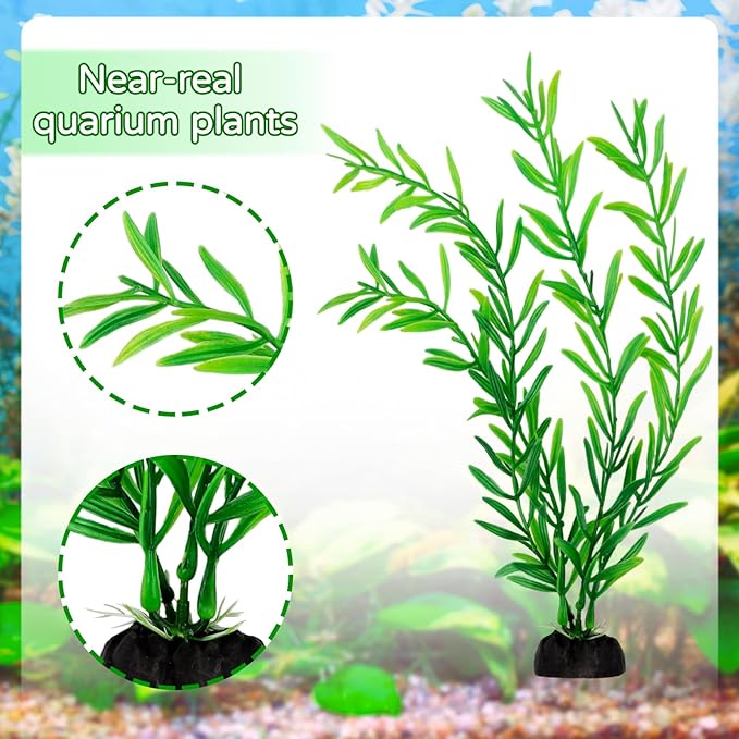 Fish Tank Accessories Aquarium Decorations Green Plants, 25pcs Green Fish Tank Decorations Plant, Aquarium Decor Plastic Plants