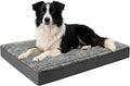 Dog Bed Large Sized Dogs, Orthopedic Flannel Pet Bed with Removable Washable Cover, Waterproof Indestructible Big Dog Bed with Anti-Slip Bottom, Egg Memory Foam Pad, 36.0"x27.0"x3.5", Grey