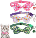KOOLTAIL St Patricks Day Cat Collars Breakaway with Bowtie and Bells,3 Pack Adjustable Fancy Easter Kitten Collar with Safety Buckle for Girls Boys Kitty,Cute Cat Charm Pendant Holiday
