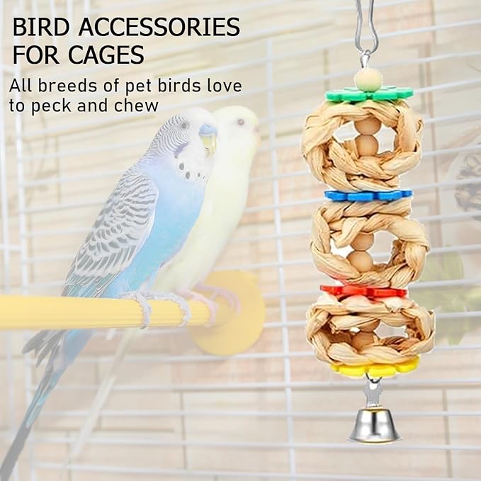 Morezi Bird Swing for cage Parakeet Parrot Swing Wood Hemp Rope Ladder Toy Play Gym Hanging Swing Parrot Perch Hammock Toy for Budgerigar Conure Cockatiel mynah Finches Small Medium Breeds 10pcs