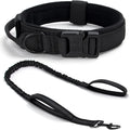 Tactical Dog Collar Set, Adjustable Military Training Nylon Dog Collar with Control Handle and Heavy Quick-Release Metal Buckle for Small Medium Large Dogs, Black Set XXL