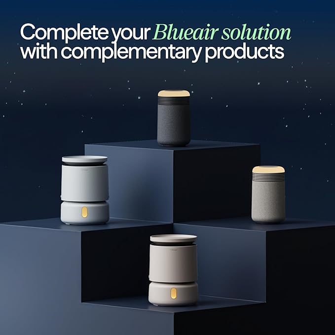 BLUEAIR Purifier for Bedroom - Mini Restful - Sunrise Clock with HEPASilent Filtration and Wake Up Light - Cleans Air and Supports Circadian Rhythm - USB-C and App Connectivity, Blue