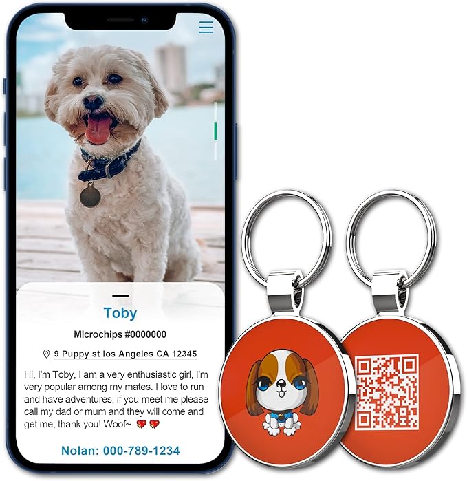 MYLUCKYTAG QR Code Pet ID | Personalized Dog & Cat Collar Tag | Online Profile with Instant Scanned Location Alert Email