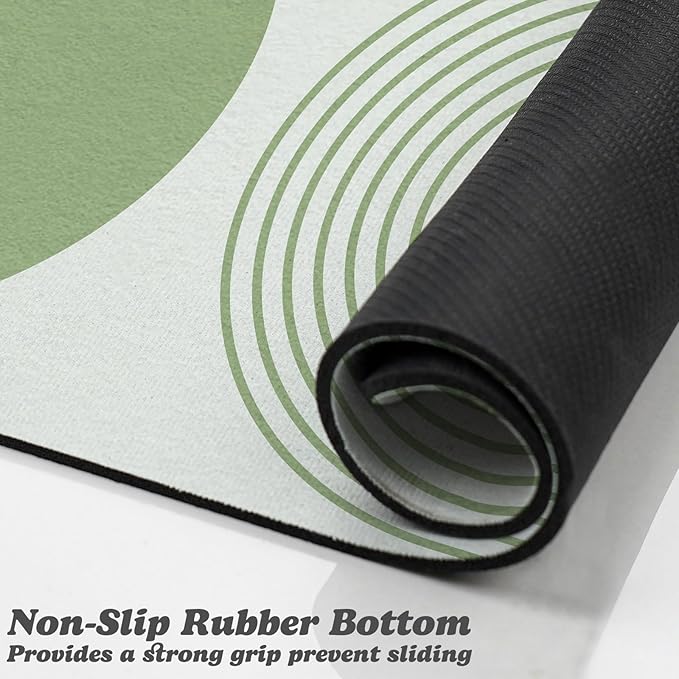 Dog Food Mats for Floors Waterproof, Cat Water Bowl Mats Pet Feeding Absorbent Mat Placemats for Food and Water Green Bohemia 24 * 32 inch