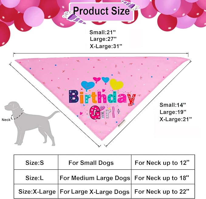 ADOGGYGO Dog Birthday Party Supplies, Pink Girl Puppy Birthday Bandana Hat Numbers Bow Set for Small Dogs Pets (Small)