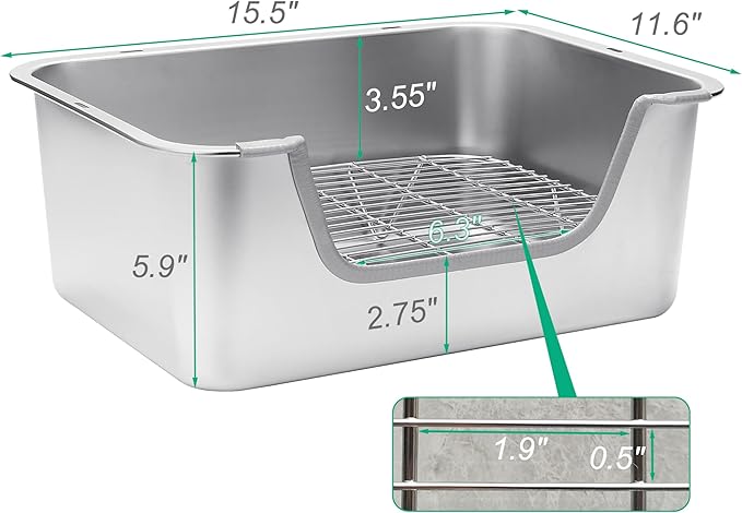 Stainless Steel Sifting Litter Box for Rabbit (M)