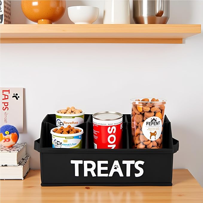 Morezi Dog treat storage organizers pet storage basket organizer great for organizing food treats snack for pet dogs cats birds animal black