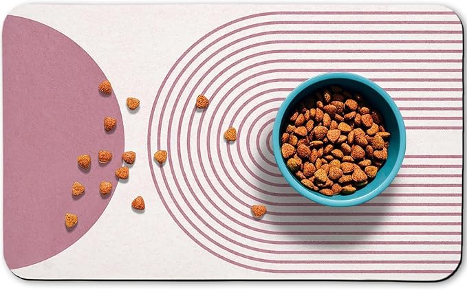 Dog Food Mats for Floors Waterproof, Cat Water Bowl Mats Pet Feeding Absorbent Mat Placemats for Food and Water Pink Bohemia 17 * 30 inch
