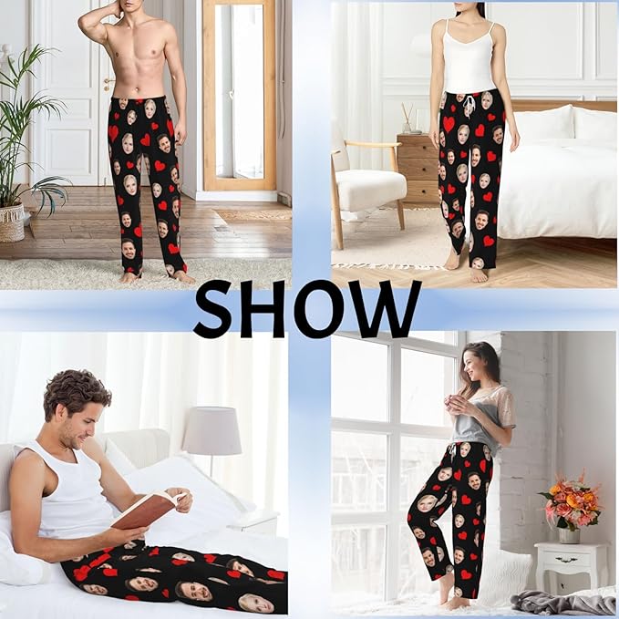 Custom Pajama Pants with Face customized PJ Pants Christmas Valentine gifts for Men Women