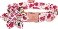 Lionheart Glory Heart Dog Collar, Valentine's Day Dogs Collar with Flower, Cute Floral Pattern Pet Collars Adjustable Dog Collars for Large Dogs