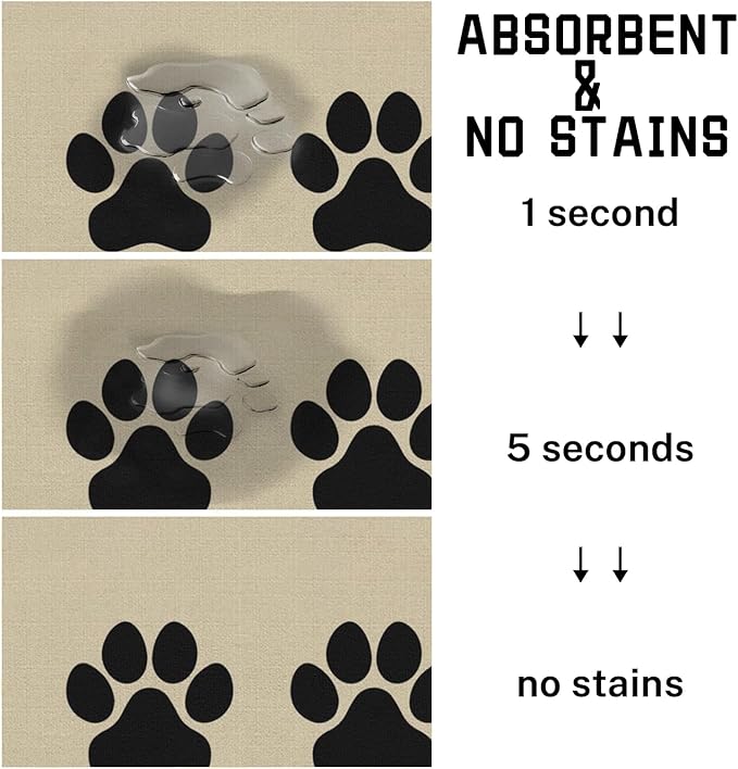 Absorbent Pet Dog Bowl Mat for Food and Water, Pet Cat Food Feeding Mat with Non Slip Rubber Backing, Dog Food Mats for Floors Waterproof, 17"x30"