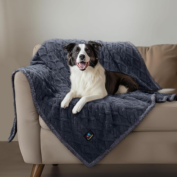 Luciphia Waterproof Pet Blanket, Liquid Pee Proof Dog Blankets for Sofa Bed Couch, Reversible Sherpa Fleece Furniture Protector Cover for Small Medium Large Dogs Cats,Dark Grey Medium（57" x 40"）