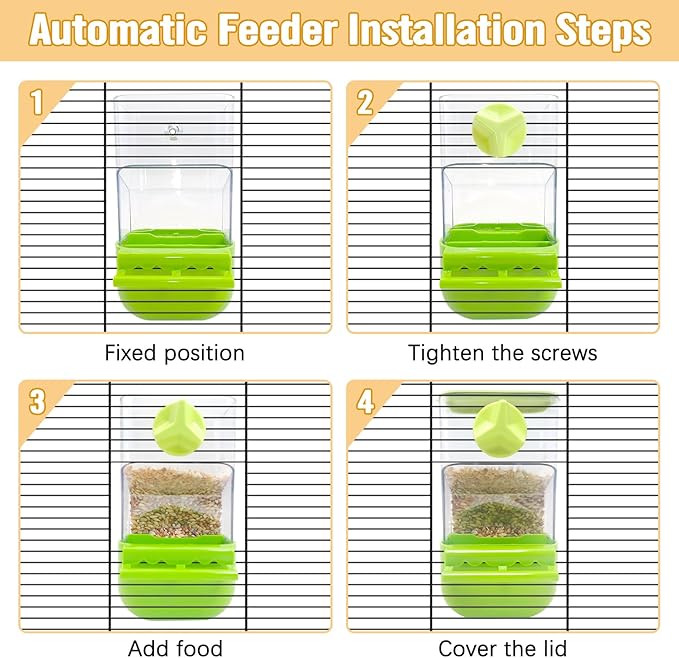 BNOSDM Automatic Bird Feeder Water Dispenser Set No Mess Bird Cage Feeders Parrot Cage Accessories Transparent Seed Food Container with Perch for Finches Parakeets Budgies Lovebirds Canaries (Green)