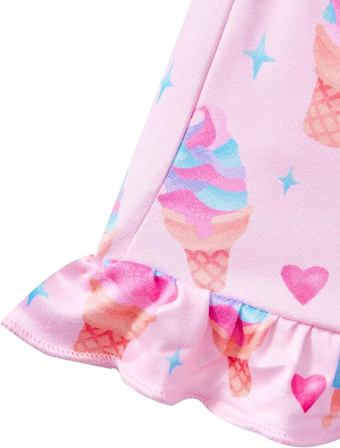 Toddler Baby Girls Summer Clothes Outfits Ruffled Sleeve Dinosaur Shirt Leopard Tops and Shorts Pants Sets 2PCS