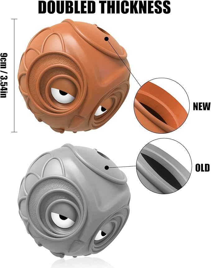 Mewlmart Giggle Ball for Dogs Owl Dog Toys for Aggressive Chewers Medium Large Dogs Fun Gift for Dog Natural Rubber Herding Ball for Dogs Cute Owl Hoot Brown New