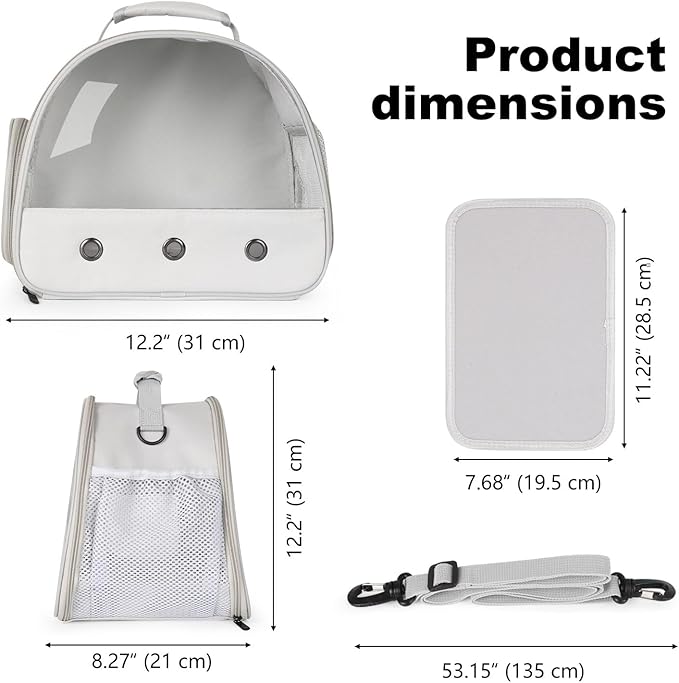 Bearded Dragon Carrier,Lizards Carrier, Small Animal Travel Carrier for Hedgehog Rat Parrot Bird Guinea Pig, Portable Guinea Pig Travel Carrier for 2(Grey)