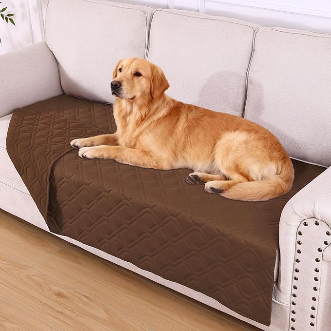 hyha Waterproof Dog Bed Blanket, Soft Pet Blankets, Waterproof Couch Cover for Dogs, Reversible Sofa Covers Washable for Furniture (40x70 Inch, Brown/Brown)