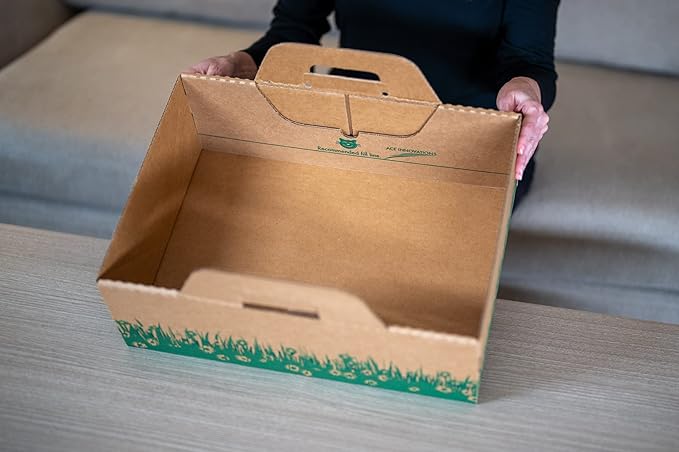 Disposable Ten Second Litter Boxes for Kitty/Cats. Made in The USA. Biodegradable Solution for Quick and Easy Disposal. Made of Recyclable Material. (4-Pack)